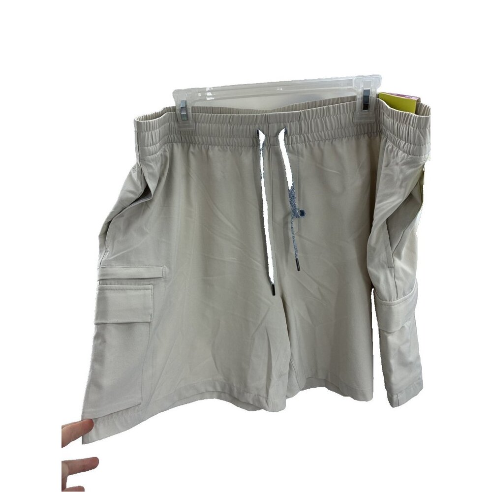 All In Motion Mens 2XL Cargo Shorts Beige Stretch Drawstring Active Casual